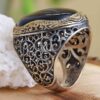 Persischer Achat Silberring für Herren Eleganz Schwarz