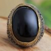 Persischer Achat Silberring für Herren Eleganz Schwarz