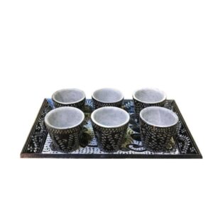 Handgefertigtes persisches Tee- und Kaffeeset aus Stein – Graviertes Tooran