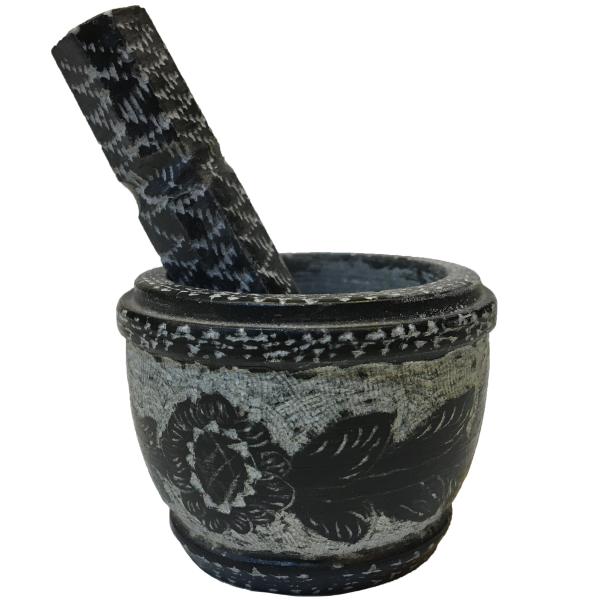 Steinmörser & Stößel mit traditionellem persischem Blumenmuster Khorshid