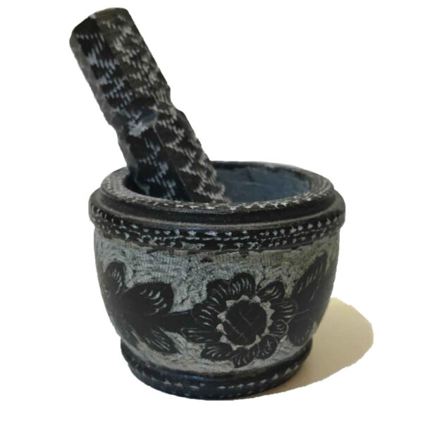 Steinmörser & Stößel mit traditionellem persischem Blumenmuster Khorshid