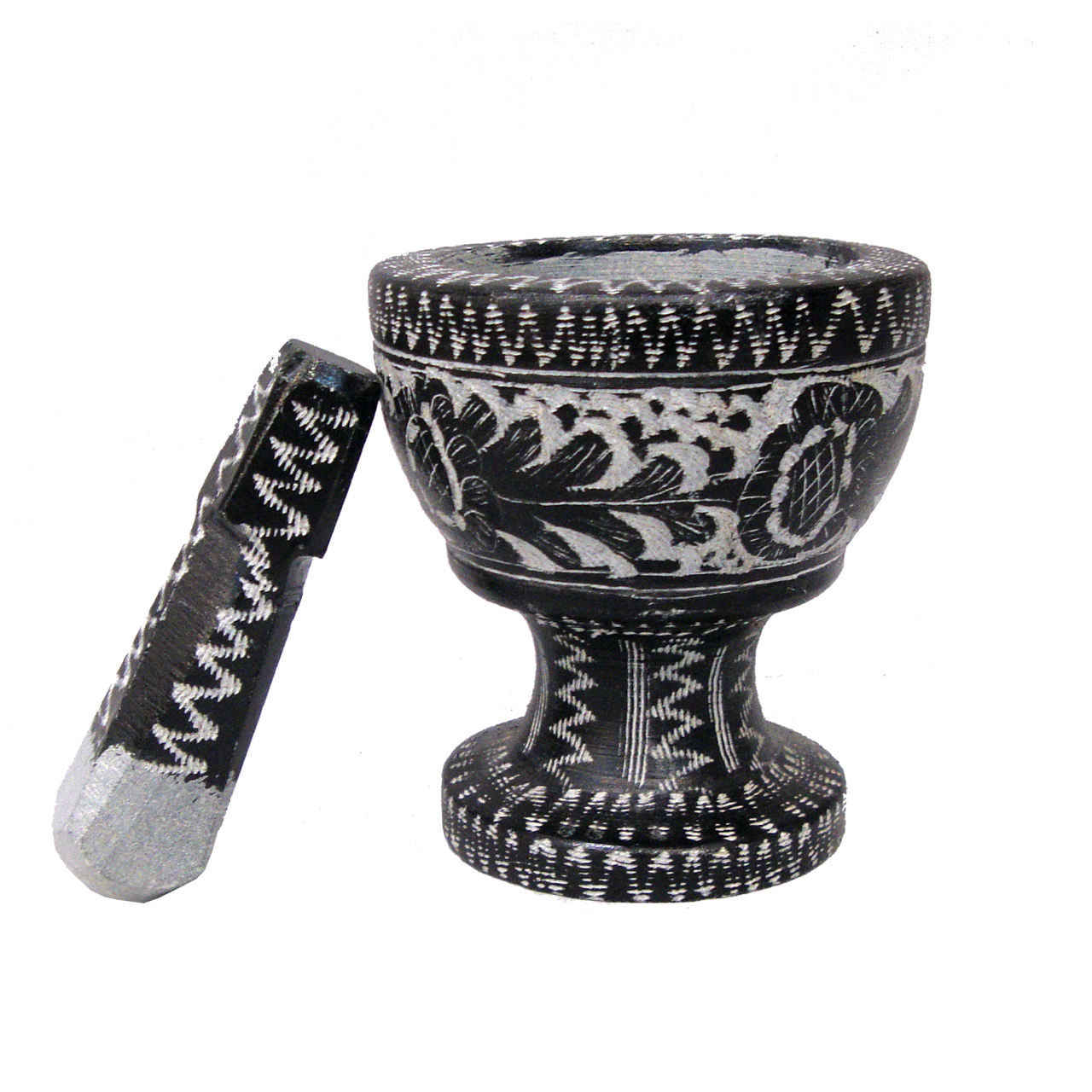 Steinmörser & Stößel mit traditionellem persischem Blumenmuster Flor