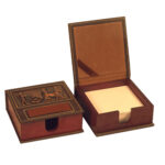Schreibtisch Memo Notizpapierhalter aus Holz und Leder Modell Achaemenid