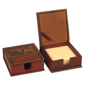 Schreibtisch Memo Notizpapierhalter aus Holz und Leder Modell Achaemenid