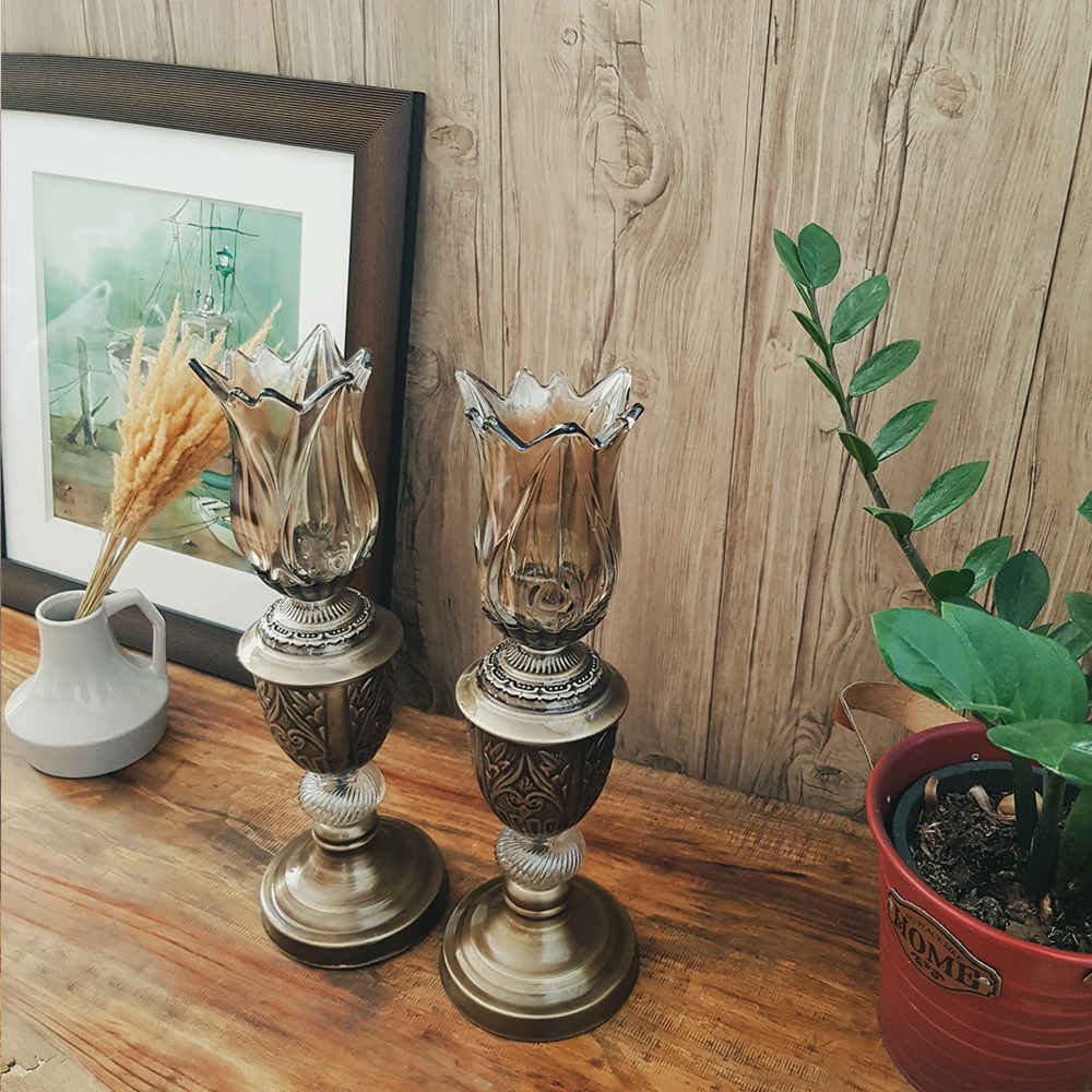 Persischer Kristall-Teelichthalter in Tulpenform (2x)