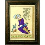 Original persische Safavidische Kunstmalerei: Aquarell und Gouache auf Karton – Männer