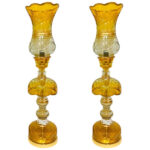 Persische Kristall-Lüsterlampe im traditionellen Laleh-Design Honigfarbe