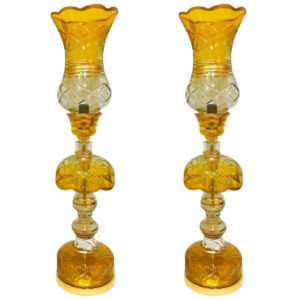 Persische Kristall-Lüsterlampe im traditionellen Laleh-Design Honigfarbe