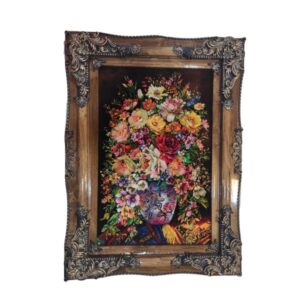 Handgeknüpfter persischer Bildteppich aus Tabriz, der Blumen & Vasen darstellt