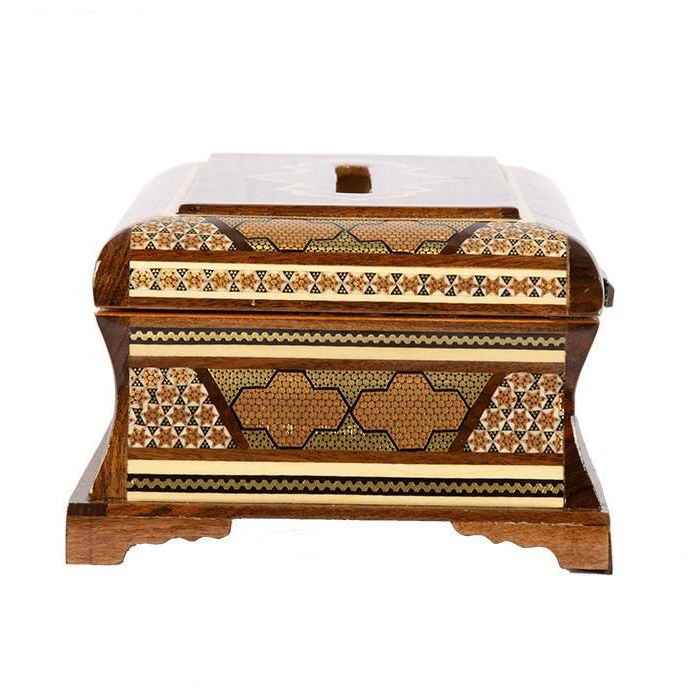 Handgefertigte persische Holz-Taschentuchbox – Khatamkari Maral