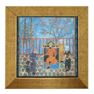 Dekorative persische gerahmte Fliese – Shahnameh inspiriert: Blauer Himmel