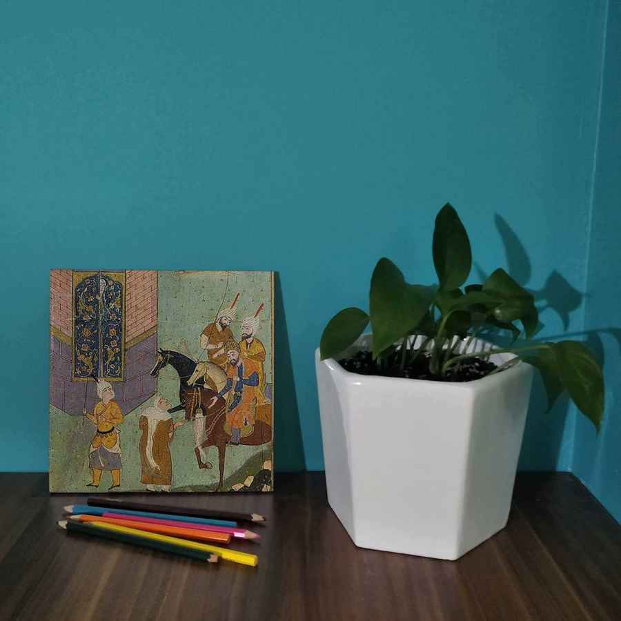 Dekorative persische Keramikfliese – Schahnameh inspiriert: Schloss