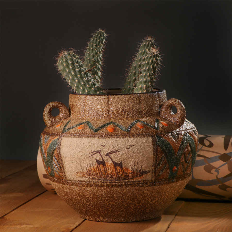 Handgefertigte dekorative persische Töpfervase mit Kunstmotiv Nahal