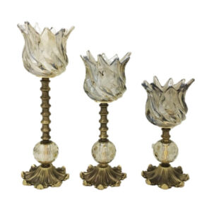 Persischer Kristall-Teelichthalter in Tulpenform, Set von 3