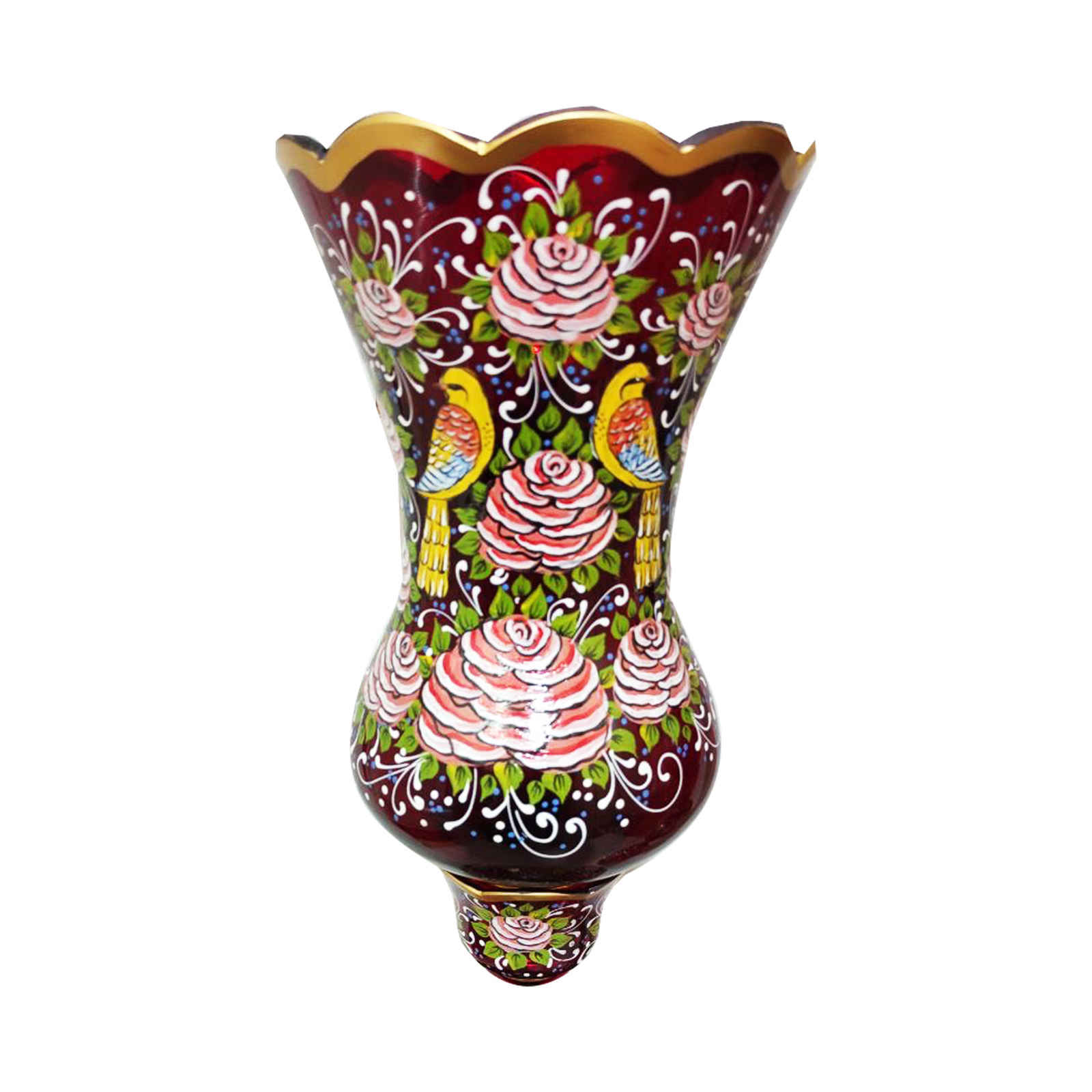 Persische Kristall-Lüsterlampe im traditionellen Laleh-Design mit Vögeln