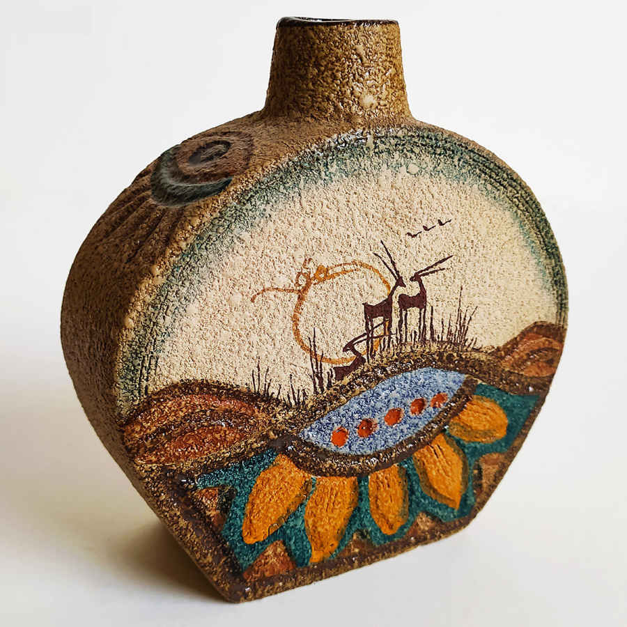 Persische Einzelknospen-Keramikvase, handbemalt – ideal für frische oder getrocknete Blumen