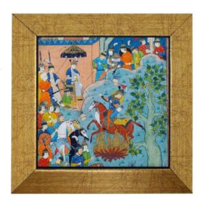 Dekorative persische gerahmte Fliese – Shahnameh inspiriert: Feuer