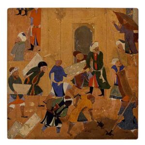 Dekorative persische Keramikfliese – Shahnameh inspiriert: Alte Wand