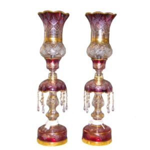 Persische Kristall-Lüsterlampe im traditionellen Laleh-Design Lila