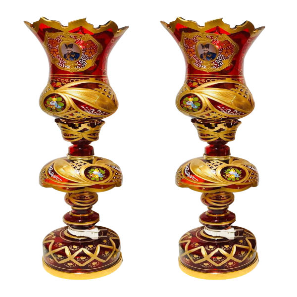 Persische Kristall-Lüsterlampe im traditionellen Laleh-Design Shah Abbasi Rot