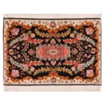 Persischer Seide-Wolle Mischteppich handgeknüpft mit Medaillon- und Toranj-Design – Tabriz