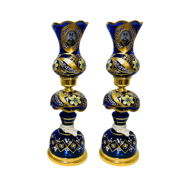 Persische Kristall-Lüsterlampe im traditionellen Laleh-Design Shah Abbasi Blau