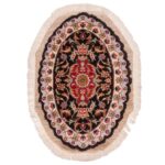 Persischer Seide-Wolle Mischteppich handgeknüpft mit ovalem Medaillon-Design – Tabriz