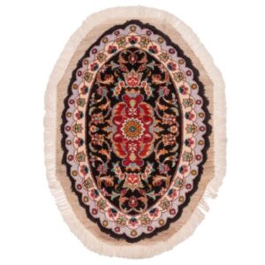 Persischer Seide-Wolle Mischteppich handgeknüpft mit ovalem Medaillon-Design – Tabriz