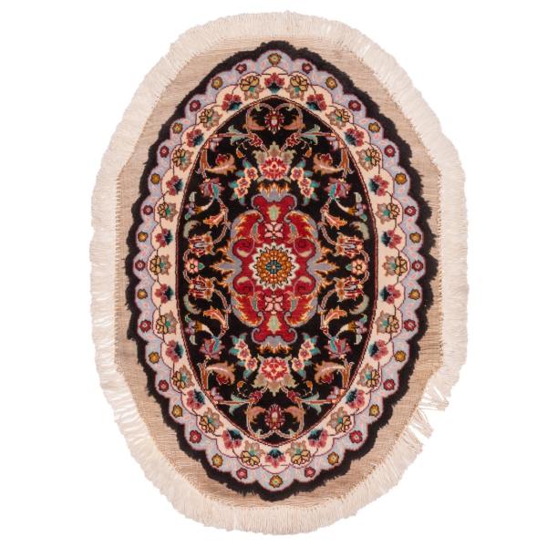 Persischer Seide-Wolle Mischteppich handgeknüpft mit ovalem Medaillon-Design - Tabriz