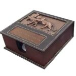 Schreibtisch Memo Notizpapierhalter aus Holz und Leder Modell Achaemeniden Löwen