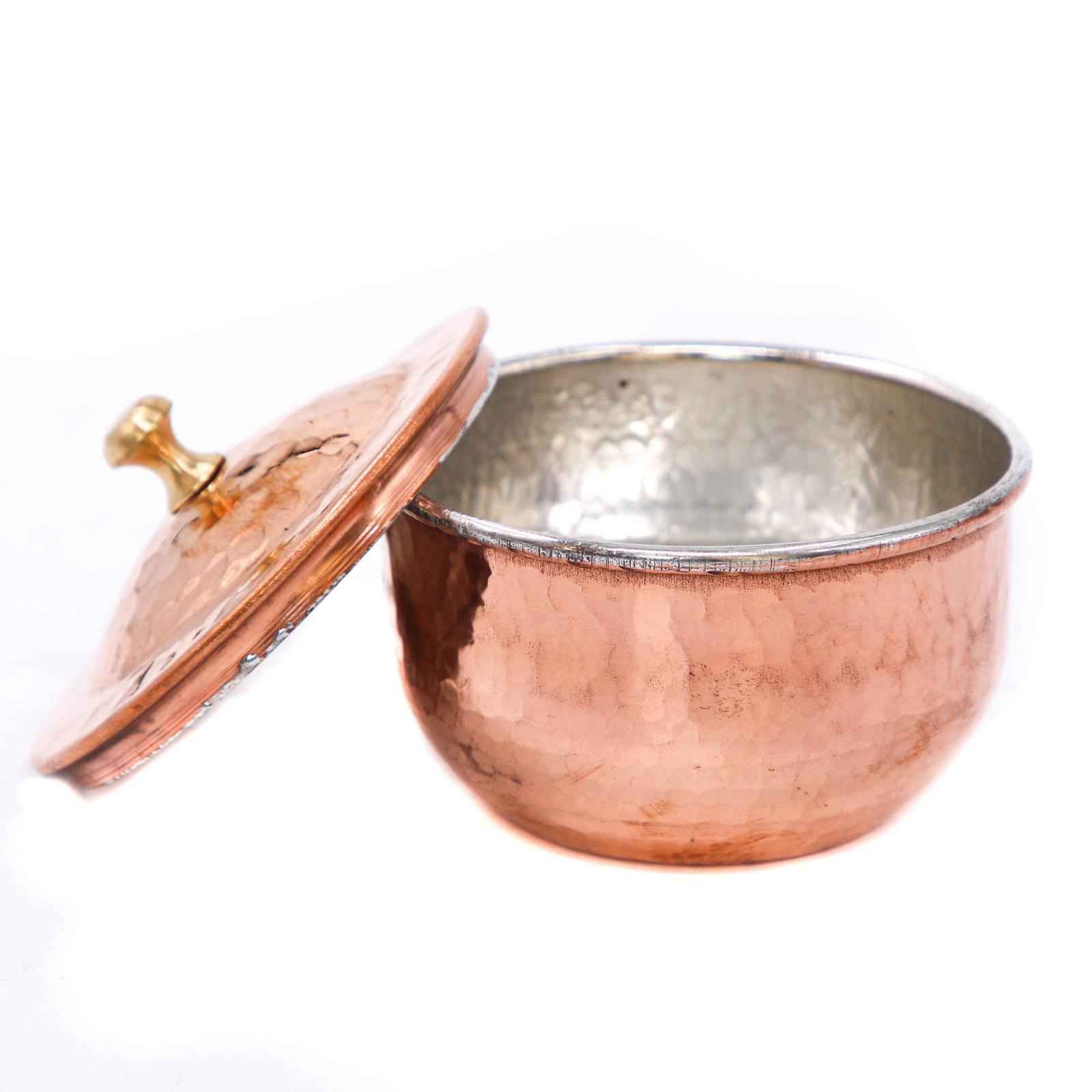 Handgefertigte persische Kupfer-Zuckerschale mit – gehämmert Kastanie