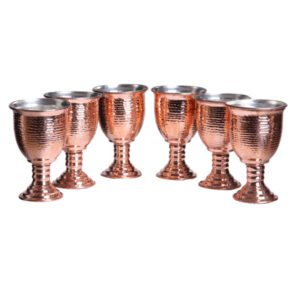 Set mit 6 handgefertigten persischen Kupfer-Weingläsern – Gehämmertes Modell Jaam