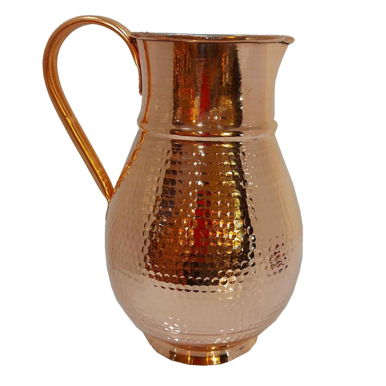 Persische Kupferbecher – Set von 8 handgefertigten mit Henkel für kalte Getränke – Gehämmert mit Krug