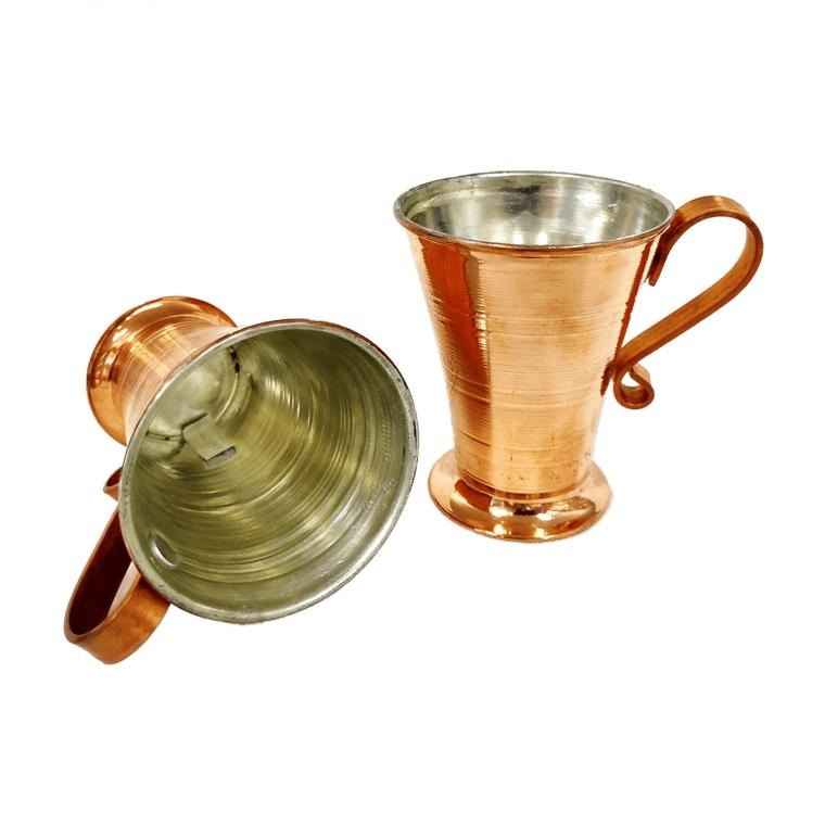 Persische Kupferbecher – Handgefertigt mit Henkel für kalte Getränke – Gehämmert Mesri