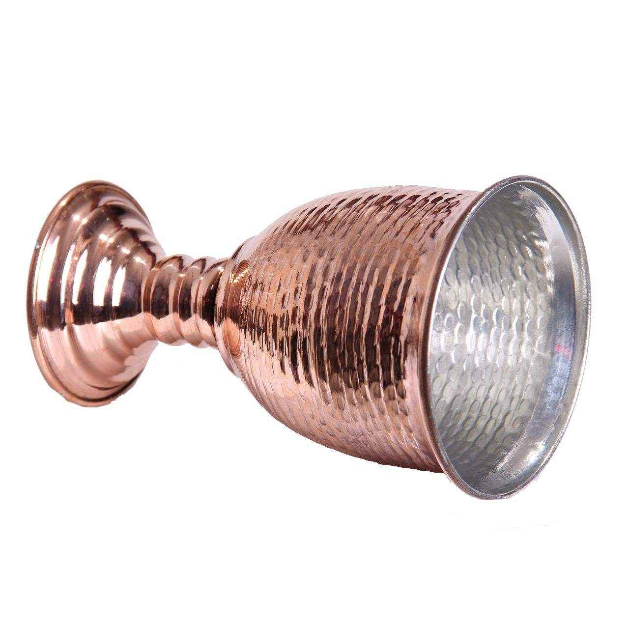 Handgefertigtes persisches Kupfer-Weinglas-Stielglas – Gehämmertes Modell Zanjani