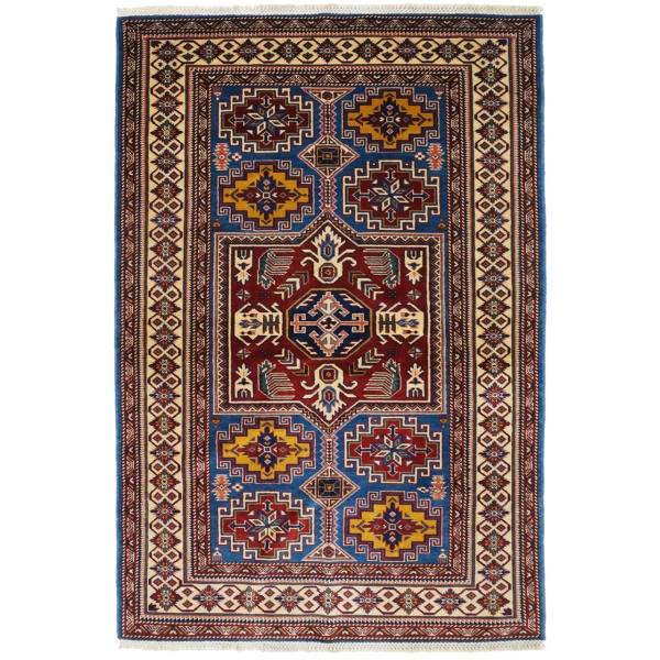 Persischer Wollteppich handgeknüpft mit detailliertem Tribal-Design Modell Karen