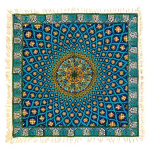 Iranisches Tischtuch: Isfahans traditionelle Kalamkari Blockdruck Blaue Galaxie