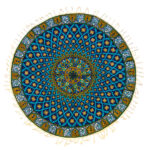 Iranisches Tischtuch: Isfahans traditionelle Kalamkari Blockdruck Blaue Galaxie II