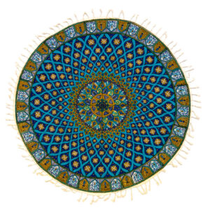 Iranisches Tischtuch: Isfahans traditionelle Kalamkari Blockdruck Blaue Galaxie II