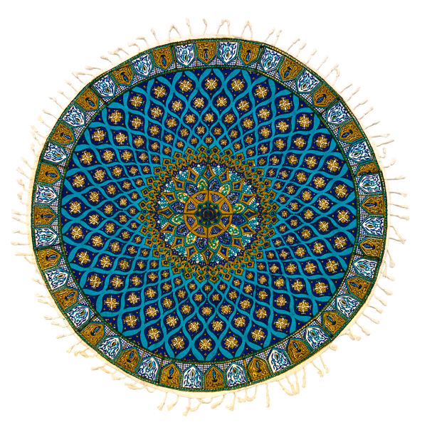 Iranisches Tischtuch: Isfahans traditionelle Kalamkari Blockdruck Blaue Galaxie II