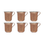 Persische Kupferbecher – Set von 6 handgefertigten mit Henkel für kalte Getränke – Gehämmert Zanjani