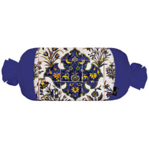 Traditionelles persisches zylindrisches Kissen mit Samtstoff Blau