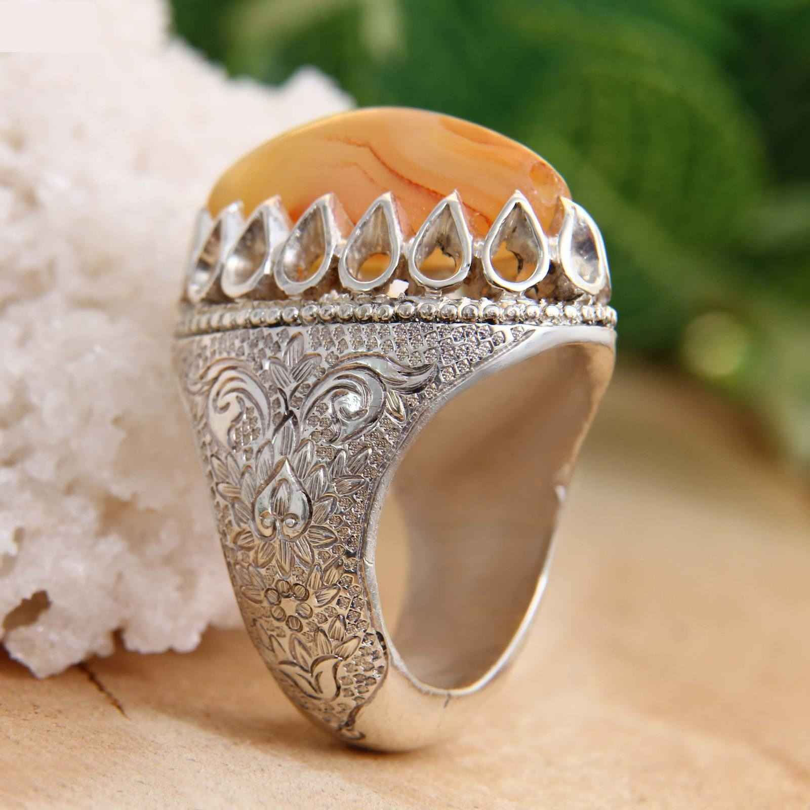 Persischer Achat Silberring für Herren Eleganz Ashki