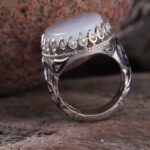 Persischer Achat Silberring für Herren Eleganz Weißer Opal