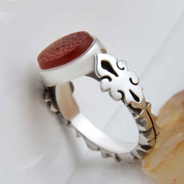 Islamischer Jemenitischer Aqeeq Silberring für Männer 4 Qul