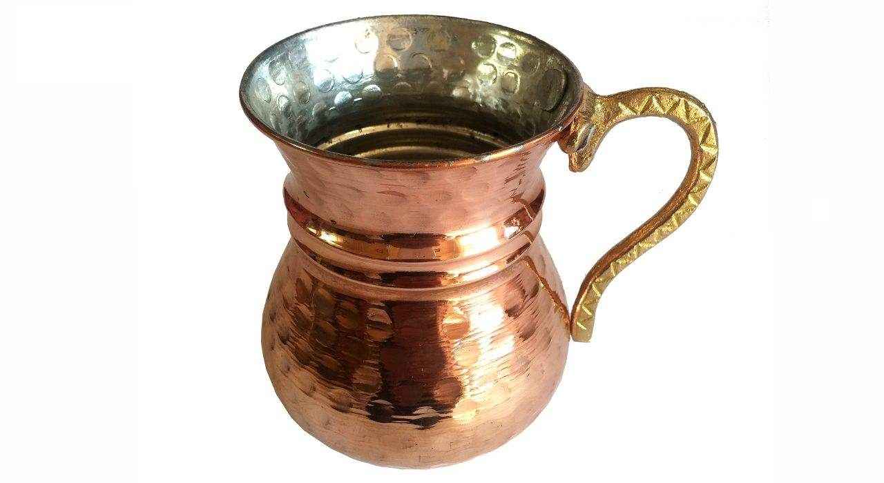 Persische Kupferbecher – Handgefertigt mit Henkel für kalte Getränke – Gehämmert Sheipouri
