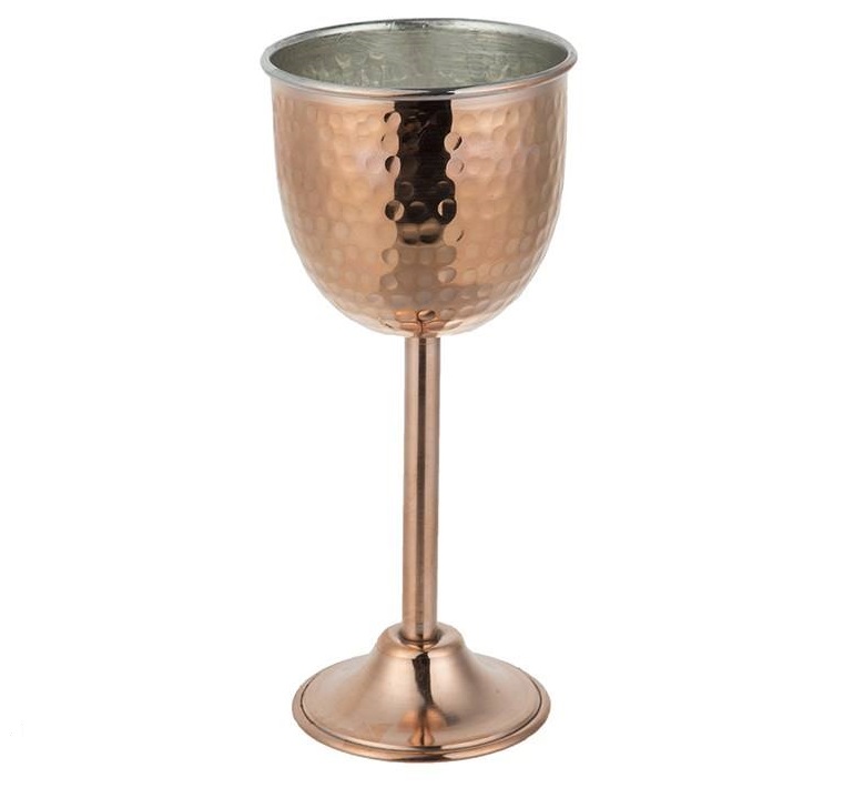 Handgefertigtes persisches Kupfer-Weinglas-Stielglas – Gehämmertes Modell Azin