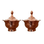 Set aus 2 handgefertigten persischen Kupfer-Zuckerschalen – gehämmert traditionell