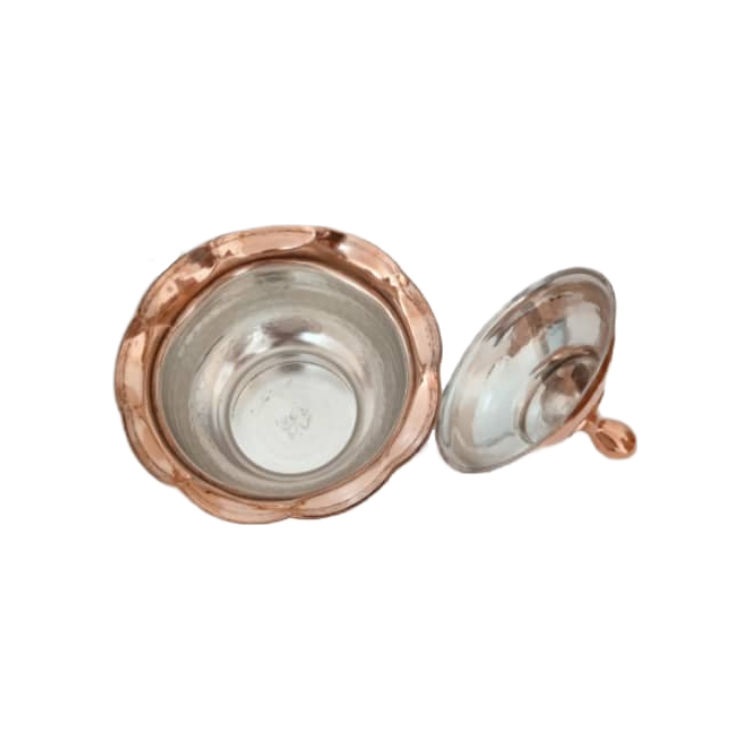 Set aus 2 handgefertigten persischen Kupfer-Zuckerschalen – gehämmert traditionell