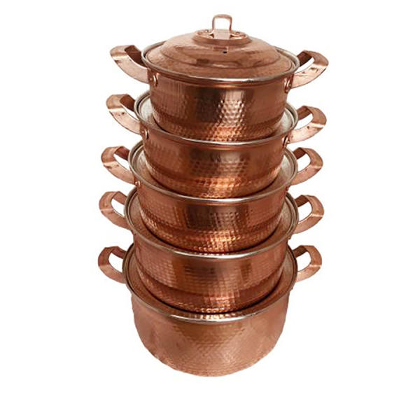 Persischer Kupfertopf – Traditionelles gehämmertes Kochset aus 5
